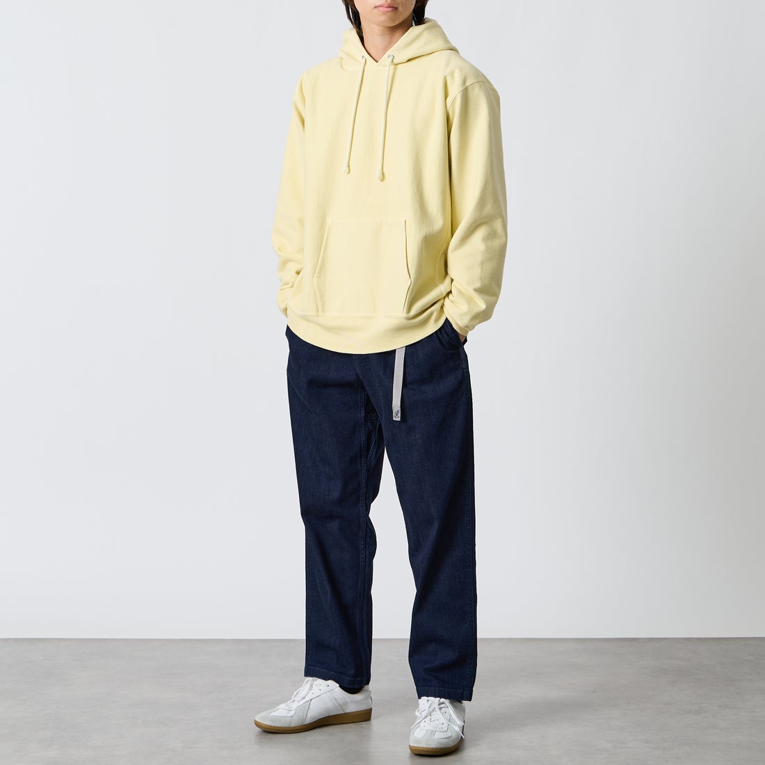 GRAMiCCi [グラミチ] 別注 ストレッチデニム エブリデイパンツ [DENIM-EVERYDAY-JF] ONE WASH &&モデル身長：177cm 着用サイズ：L&&