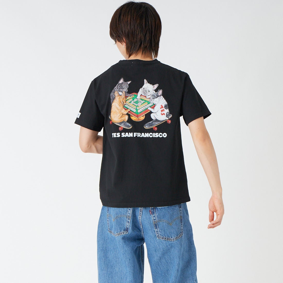 The Endless Summer [エンドレスサマー] YAKUMAN ショートスリーブTシャツ [FH-26574344] 01 BLACK &&モデル身長：177cm 着用サイズ：M&&