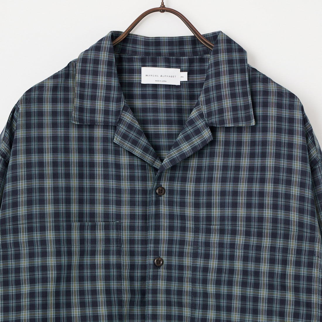 MANUAL ALPHABET [マニュアルアルファベット] T/Cローン チェックワイドショートスリーブシャツ [MA-S-849] NAVY