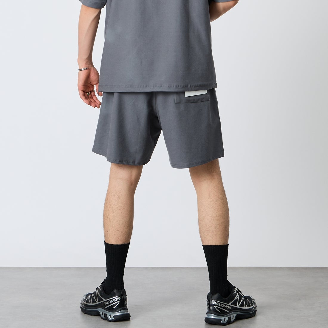 Jeans Factory Clothes [ジーンズファクトリークローズ] TECH WEAR クールリカバーショーツ [JFC-262-006] CHARCOAL &&モデル身長：177cm 着用サイズ：M&&