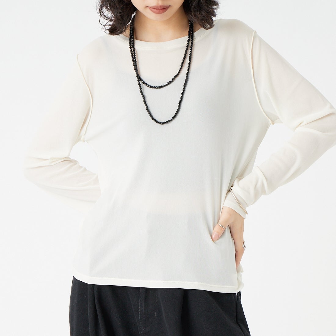 CHIGNON [シニヨン] 丸玉マルチWAYネックレス [0063-735SH] BK/SILVER