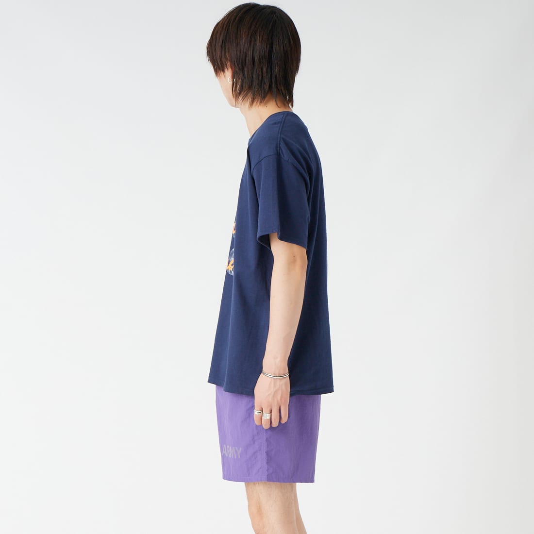 SCREEN STARS [スクリーンスターズ] 別注 偉人プリントTシャツ [26SS-SSBTGRIN-JF] NAVY &&モデル身長：177cm 着用サイズ：M&&