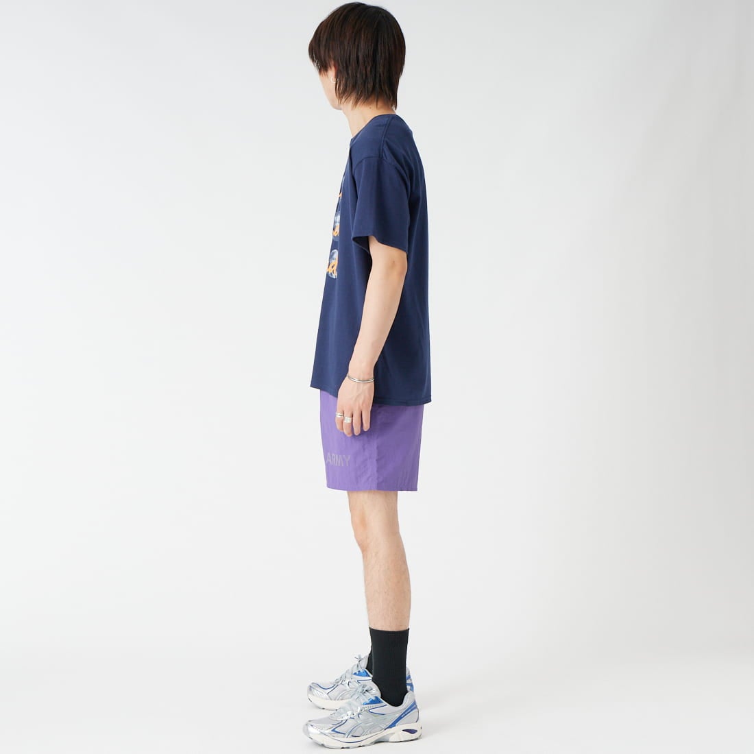 SCREEN STARS [スクリーンスターズ] 別注 偉人プリントTシャツ [26SS-SSBTGRIN-JF] NAVY &&モデル身長：177cm 着用サイズ：M&&