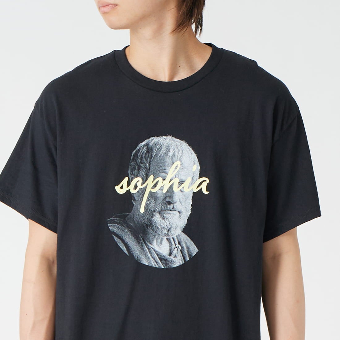 SCREEN STARS [スクリーンスターズ] 別注 偉人プリントTシャツ [26SS-SSBTGRIN-JF] BLACK &&モデル身長：177cm 着用サイズ：M&&