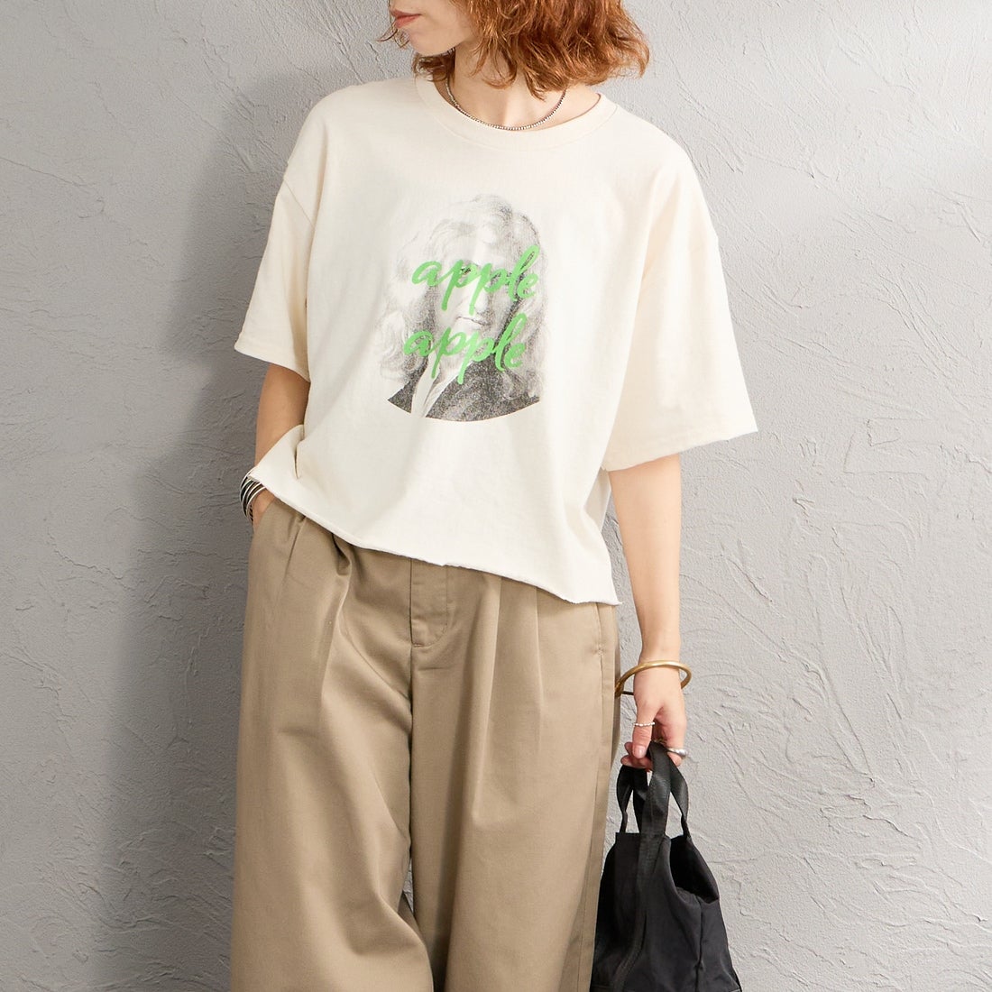 SCREEN STARS [スクリーンスターズ] 別注 偉人プリントTシャツ [26SS-SSBTGRIN-JF] NATURAL2 &&モデル身長：158cm 着用サイズ：F&&