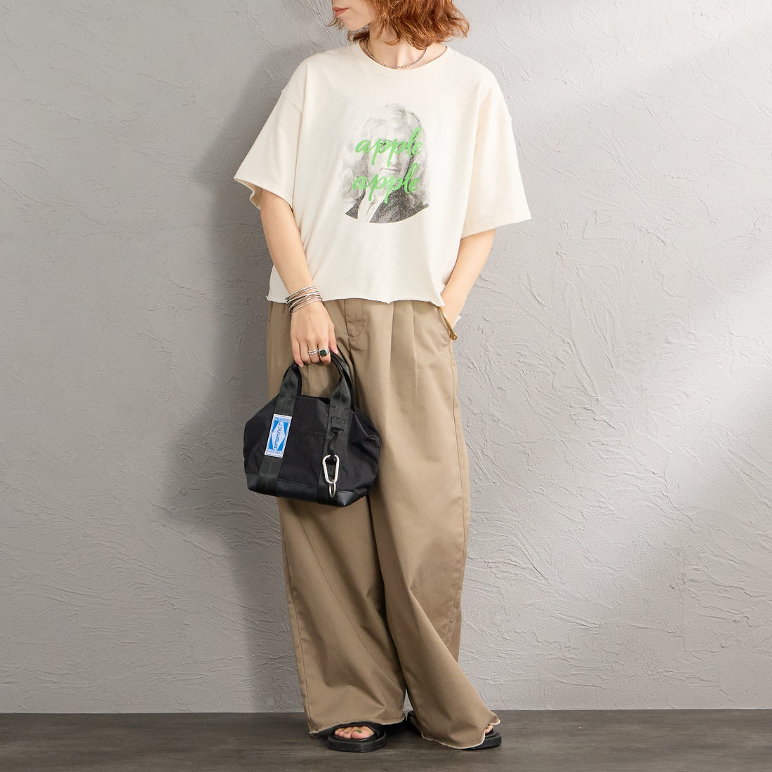 SCREEN STARS [スクリーンスターズ] 別注 偉人プリントTシャツ [26SS-SSBTGRIN-JF] NATURAL2 &&モデル身長：158cm 着用サイズ：F&&