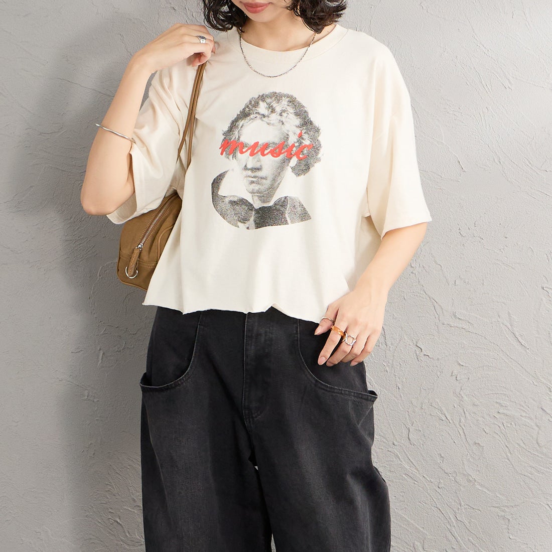 SCREEN STARS [スクリーンスターズ] 別注 偉人プリントTシャツ [26SS-SSBTGRIN-JF] NATURAL1 &&モデル身長：162cm 着用サイズ：F&&