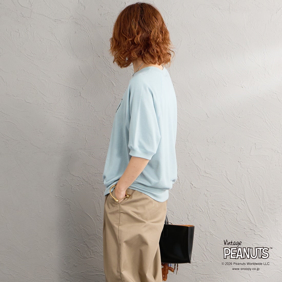 THE SHINZONE [ザ シンゾーン] PEANUTS ハーフスリーブスウェット [26MMSCU17] 81 L.BLUE &&モデル身長：158cm 着用サイズ：F0&&