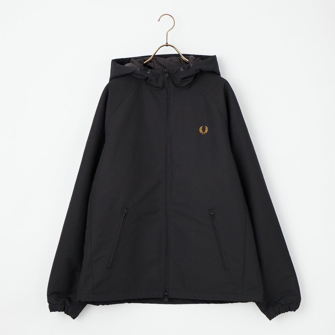 FRED PERRY [フレッドペリー] 別注 パデッド フード刺繍シェルジャケット [FPM-26A-002JF] BLACK/DARK