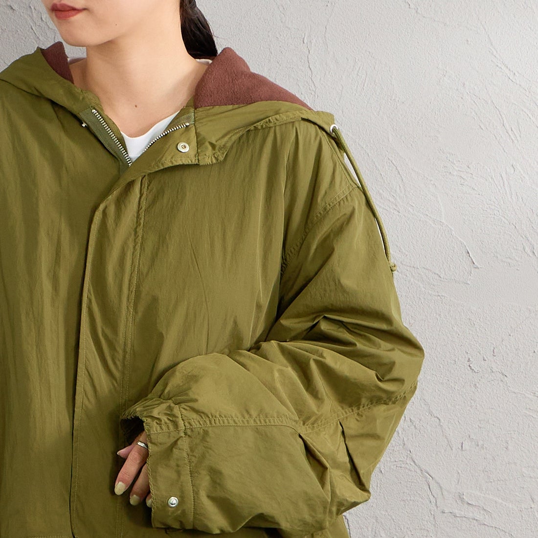 MILITARY [ミリタリー] 別注 裏フリース ショート丈モッズジャケット [1010-26789000-JF] 40 OLIVE &&モデル身長：156cm 着用サイズ：M&&