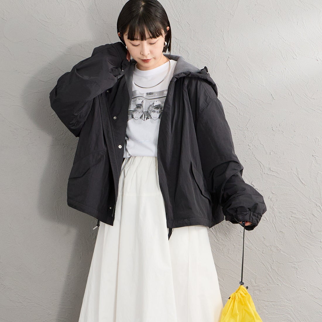 MILITARY [ミリタリー] 別注 裏フリース ショート丈モッズジャケット [1010-26789000-JF] 01 BLACK &&モデル身長：150cm 着用サイズ：M&&