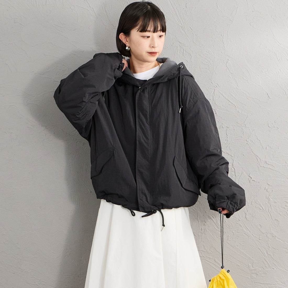 MILITARY [ミリタリー] 別注 裏フリース ショート丈モッズジャケット [1010-26789000-JF] 01 BLACK &&モデル身長：150cm 着用サイズ：M&&