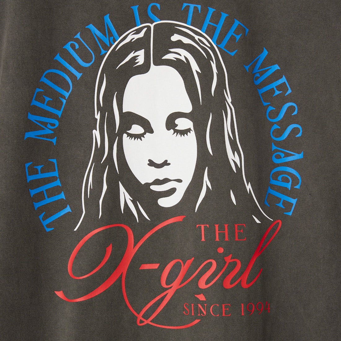 X-girl [エックスガール] フェイデッド トリカラーフェイスショートスリーブTシャツ [105262011033] BLACK