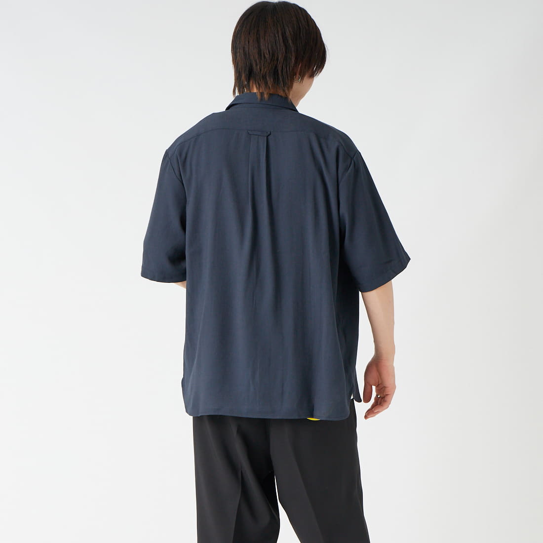 Jeans Factory Clothes [ジーンズファクトリークローズ] TRリネン半袖ワンナップカラーシャツ [EPC-63107] 4 ﾈｲﾋﾞｰ &&モデル身長：177cm 着用サイズ：L&&
