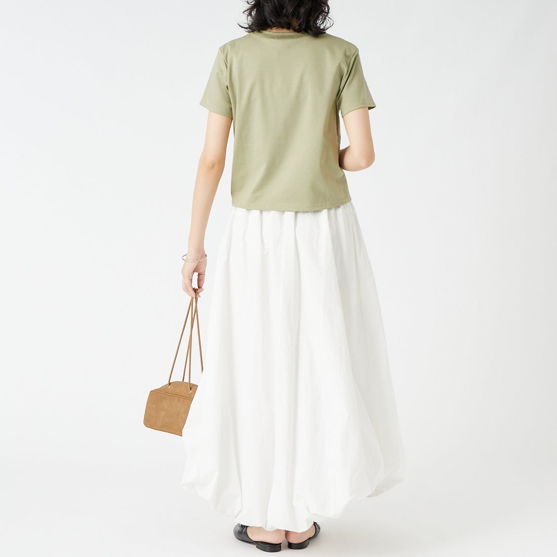 Jeans Factory Clothes [ジーンズファクトリークローズ] コンパクトTシャツ [21268061]056 ｶｰｷ &&モデル身長：162cm 着用サイズ：F&&