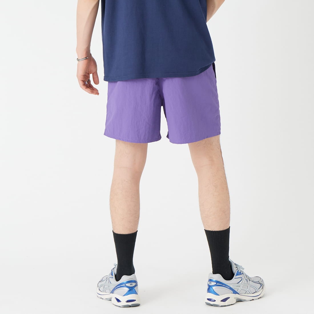 MADE IN STANDARD [メイドインスタンダード] 別注 ARMY ショーツ [ARMY-SHORTS-JF]PURPLE &&モデル身長：177cm 着用サイズ：S&&