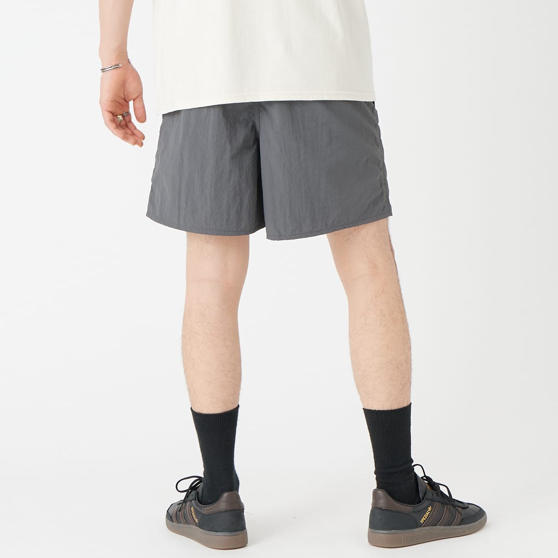 MADE IN STANDARD [メイドインスタンダード] 別注 ARMY ショーツ [ARMY-SHORTS-JF]GRAY &&モデル身長：177cm 着用サイズ：S&&