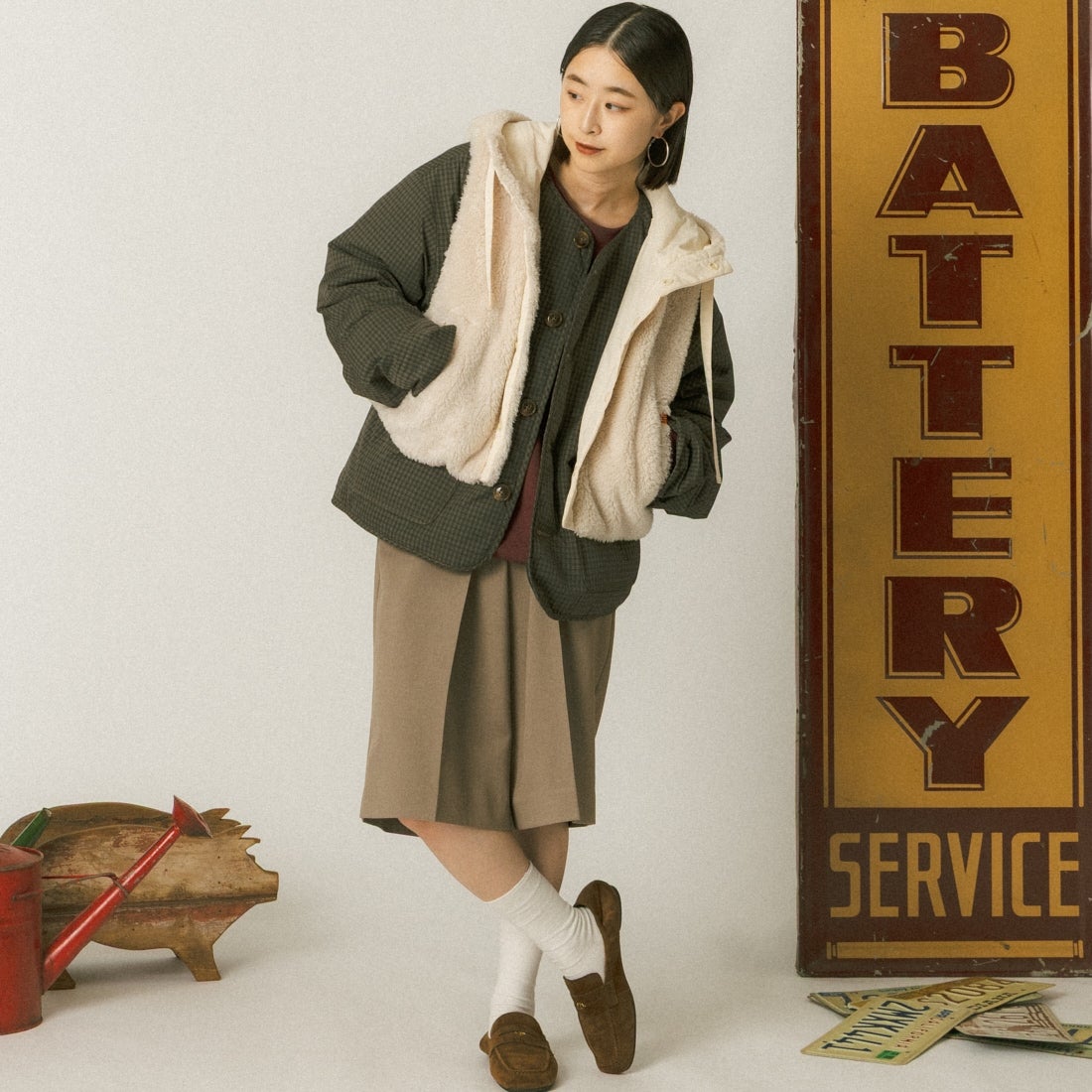 BEIGE&&モデル身長：150cm 着用サイズ：F&&