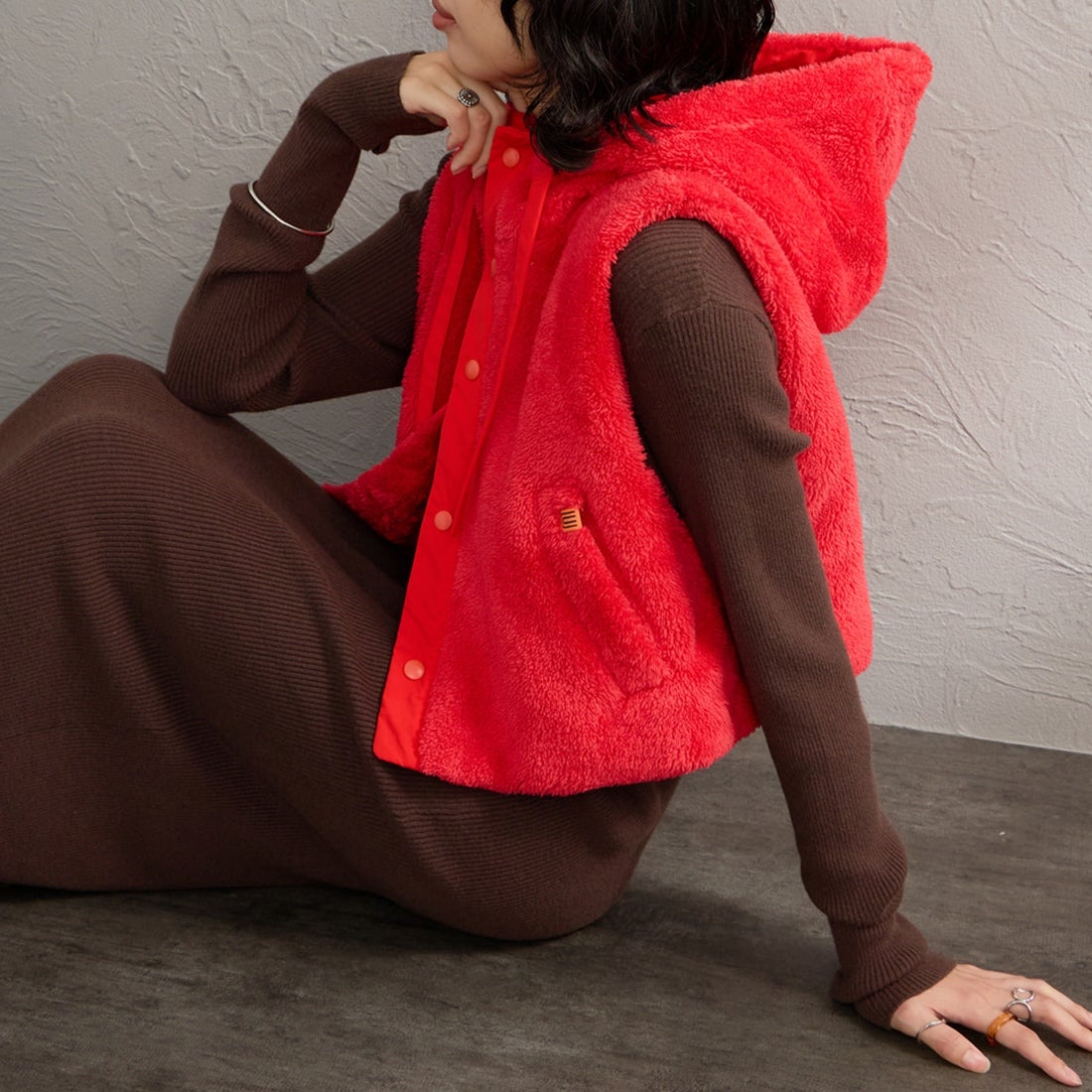 RED&&モデル身長：162cm 着用サイズ：F&&