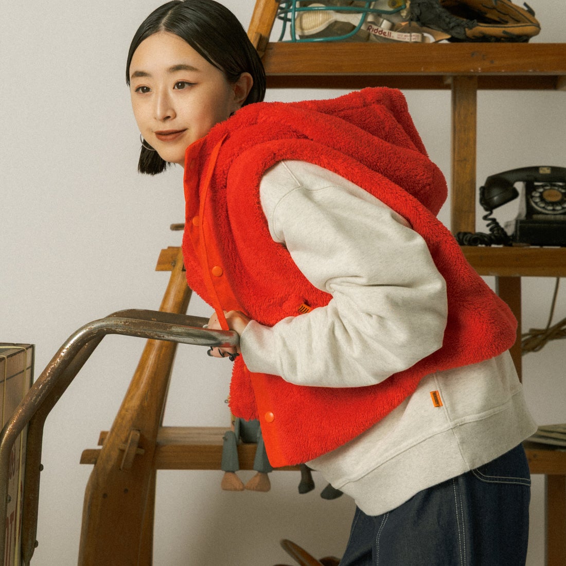 RED&&モデル身長：150cm 着用サイズ：F&&