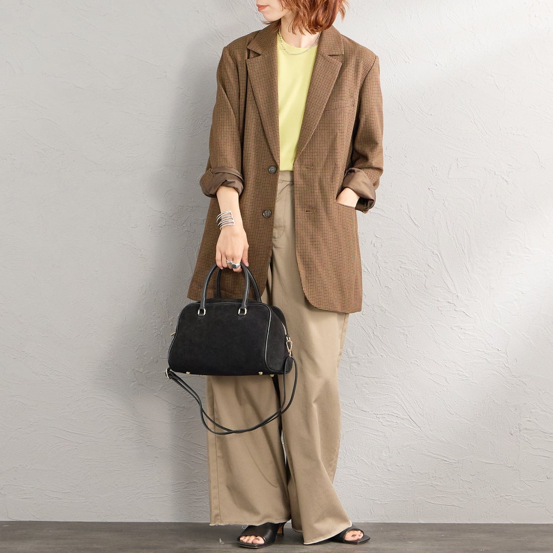 AULENTTI [オウレンティ] 別注 2WAYスエードボストンバッグ [DI-3014-SCDO-JF] BLACK