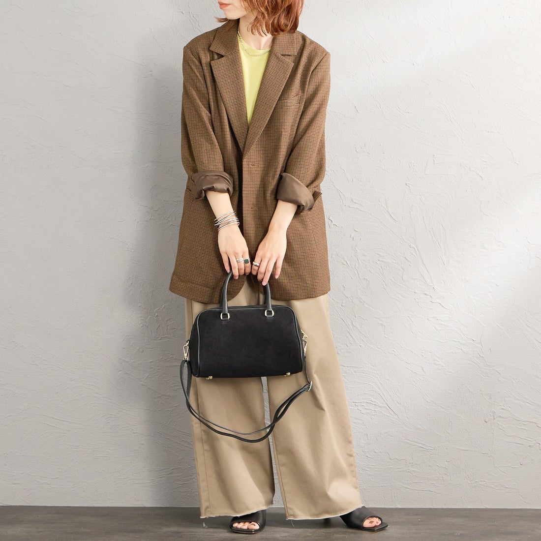 AULENTTI [オウレンティ] 別注 2WAYスエードボストンバッグ [DI-3014-SCDO-JF] BLACK