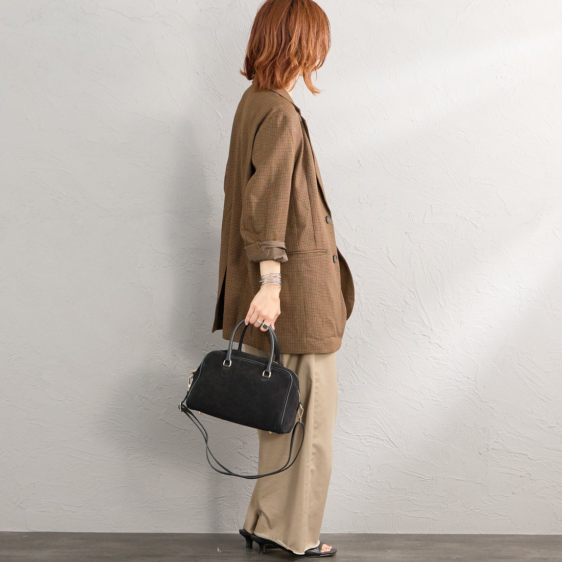 AULENTTI [オウレンティ] 別注 2WAYスエードボストンバッグ [DI-3014-SCDO-JF] BLACK