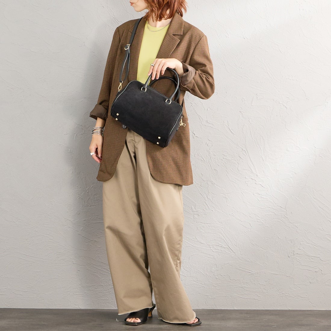 AULENTTI [オウレンティ] 別注 2WAYスエードボストンバッグ [DI-3014-SCDO-JF] BLACK