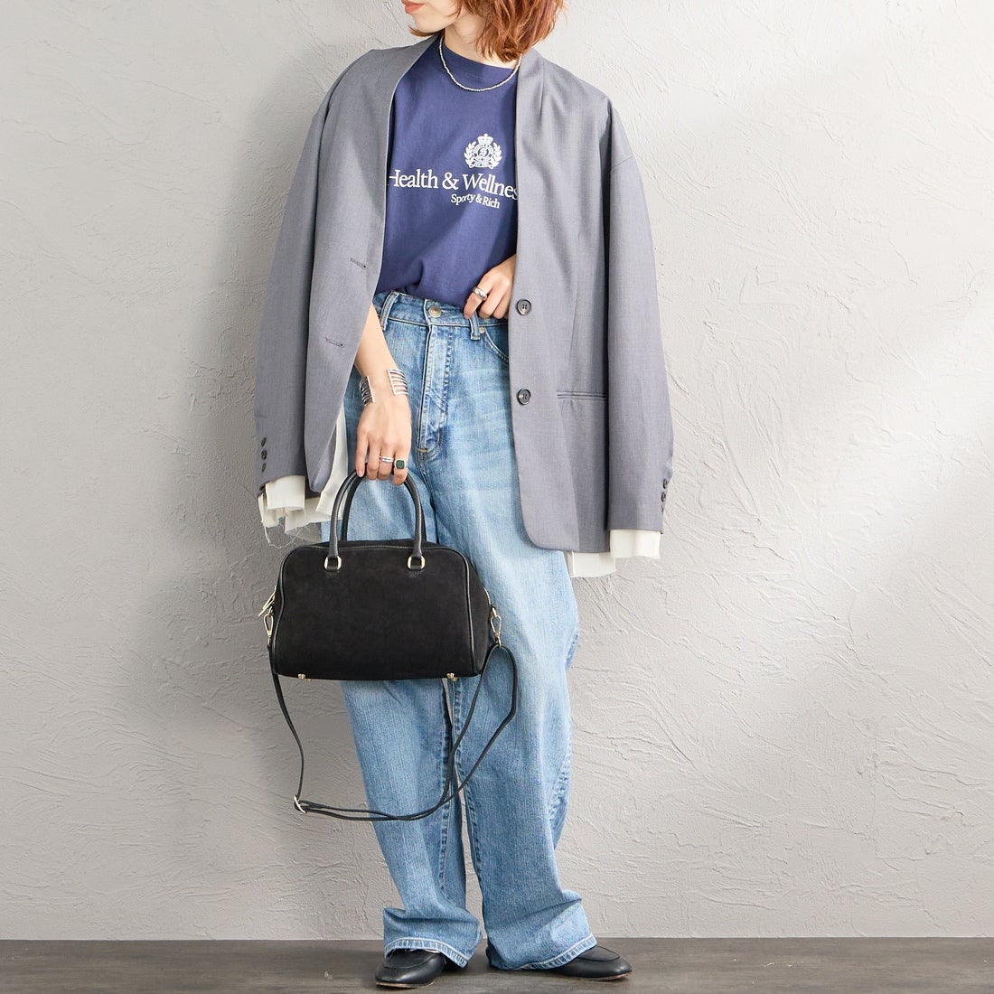 AULENTTI [オウレンティ] 別注 2WAYスエードボストンバッグ [DI-3014-SCDO-JF] BLACK
