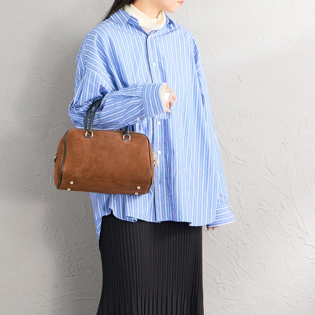 AULENTTI [オウレンティ] 別注 2WAYスエードボストンバッグ [DI-3014-SCDO-JF] BROWN