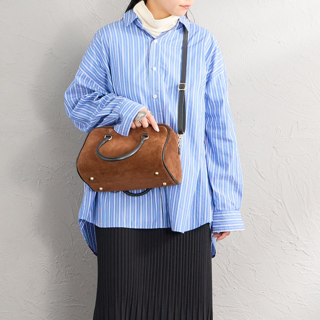 AULENTTI [オウレンティ] 別注 2WAYスエードボストンバッグ [DI-3014-SCDO-JF] BROWN