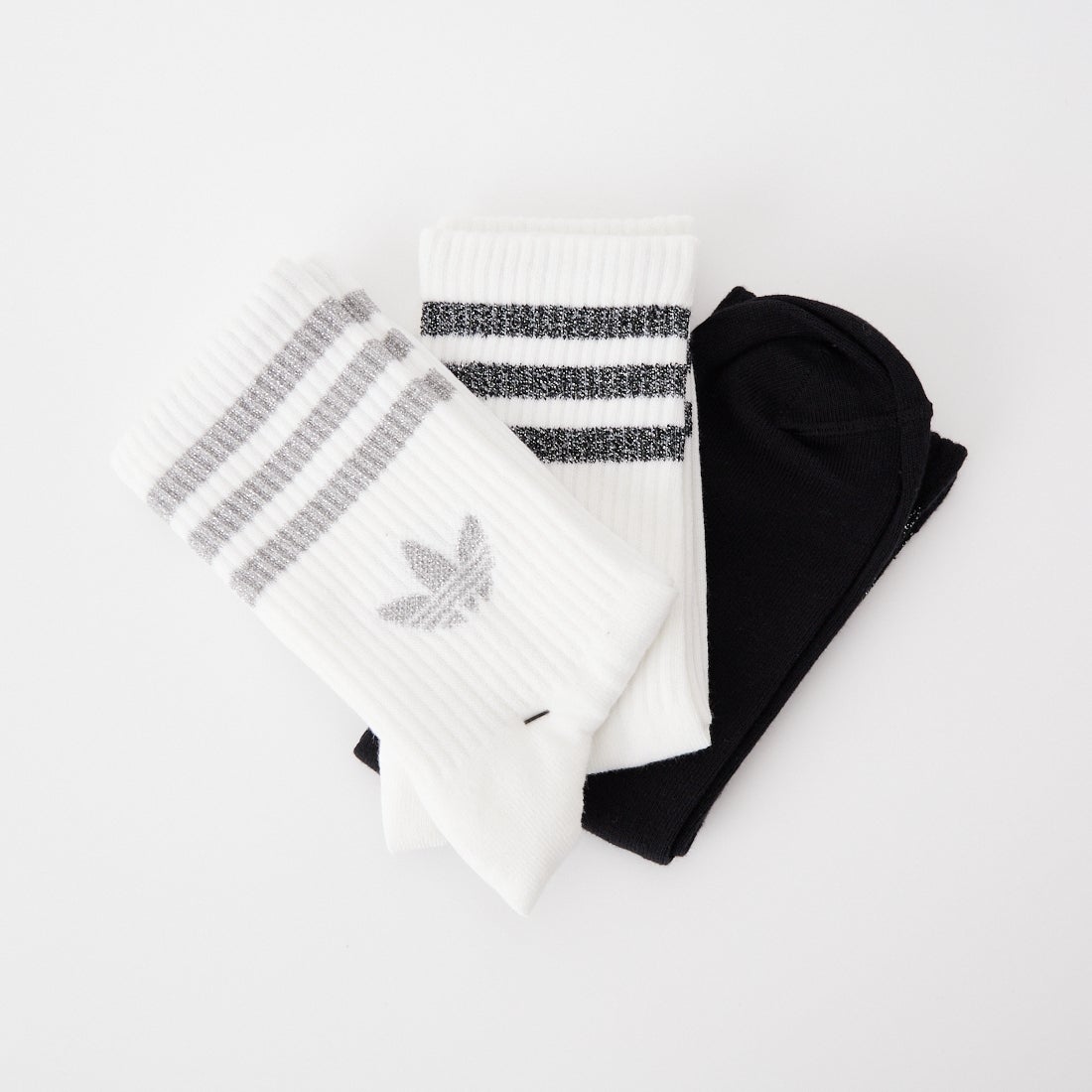 adidas Originals [アディダス オリジナルス] スリーストライプス グリッタークルーソックス 3足組 [M5447] KR4218