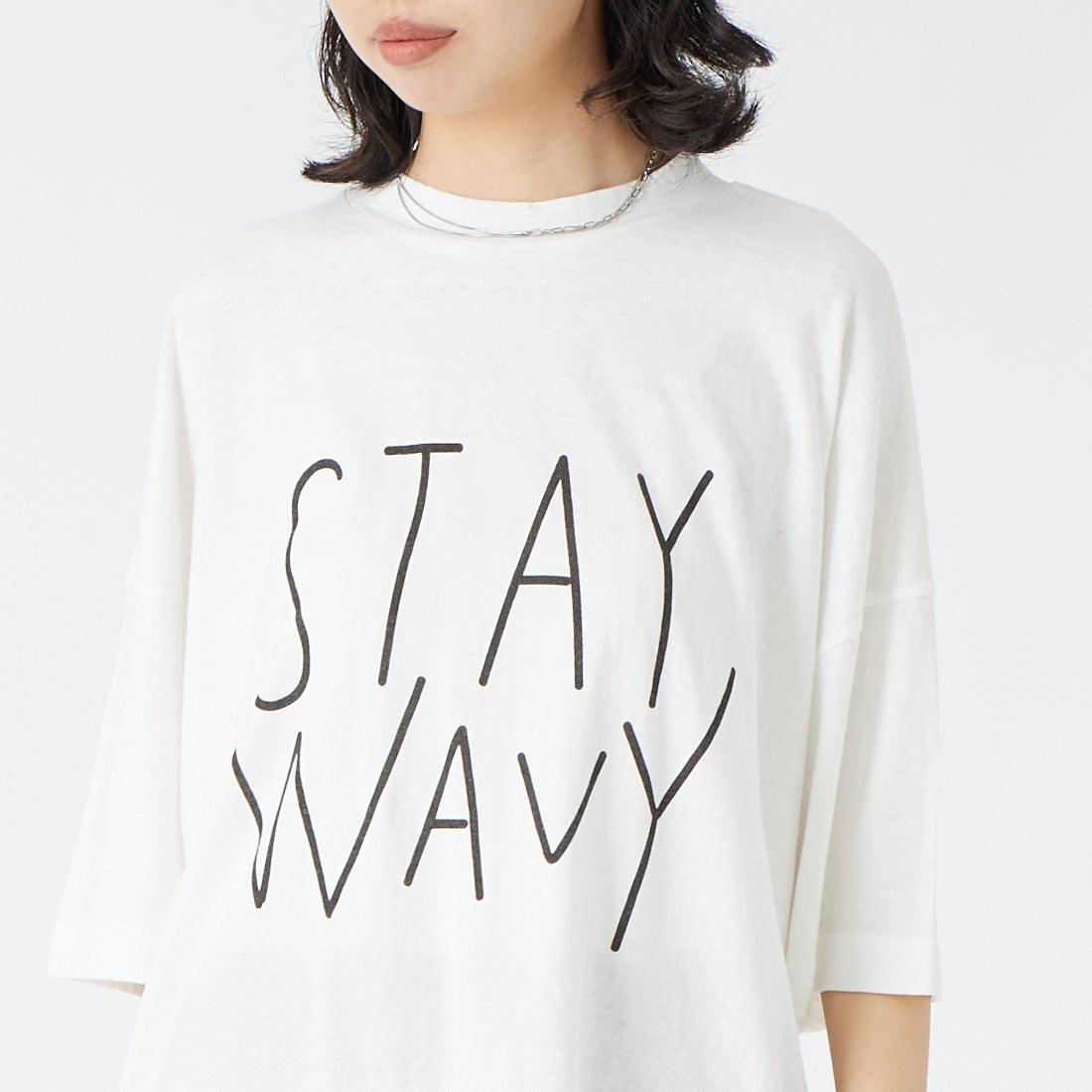 tumugu: [ツムグ] ラフィ天竺 プリントTシャツ [TC26221] 02 OFF &&モデル身長：162cm 着用サイズ：F&&