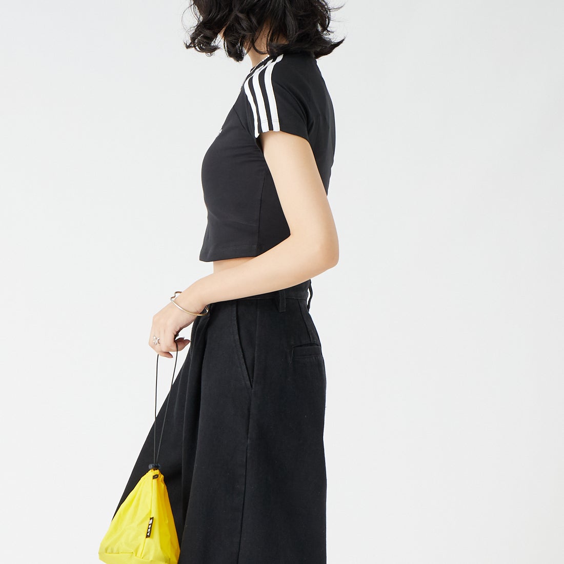 adidas Originals [アディダス オリジナルス] スリーストライプス ベビーTシャツ [VD671] KG3700 &&モデル身長：162cm 着用サイズ：M&&