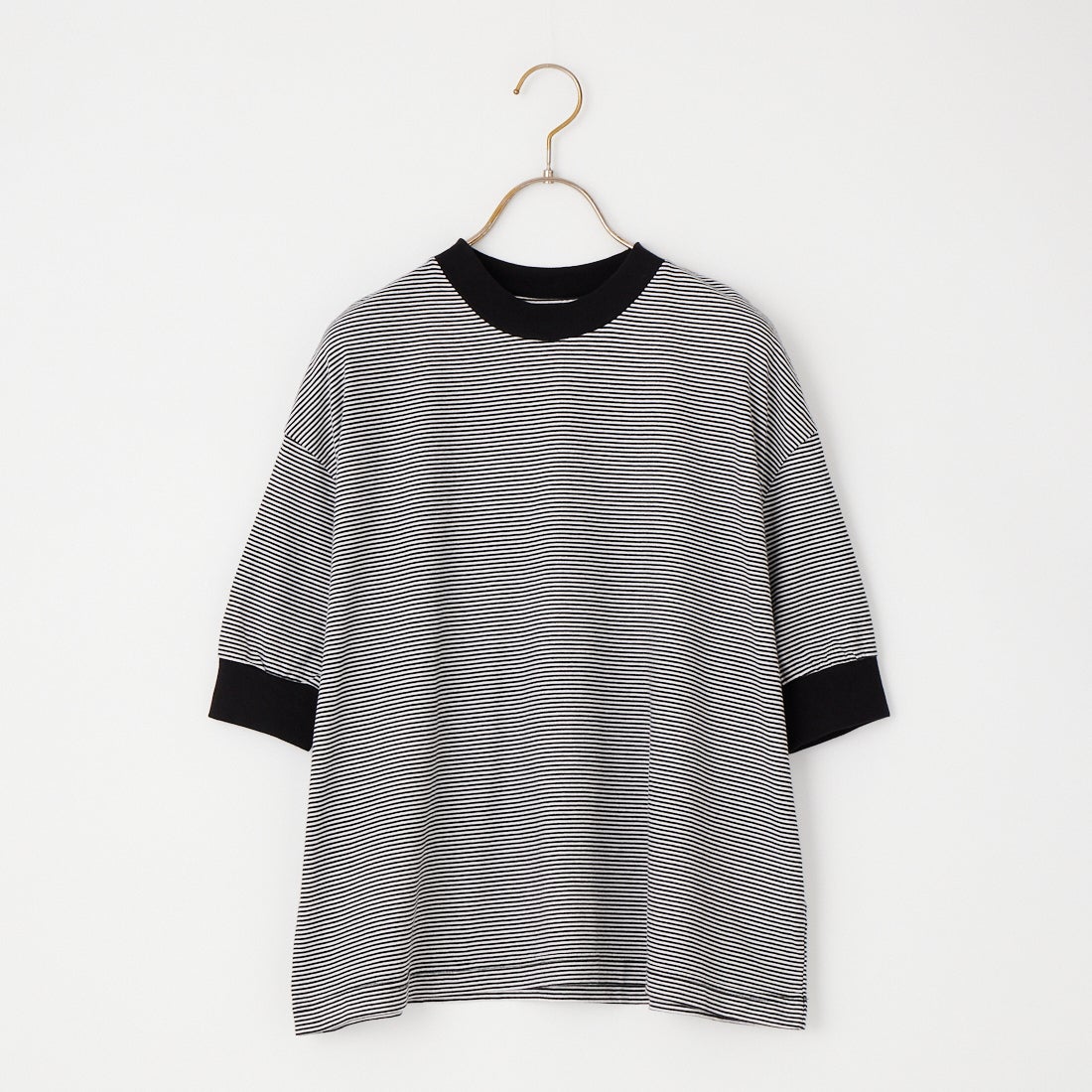 MEYAME [メヤメ] ボーダーハーフスリーブTシャツ [MEY-2438] BLACK
