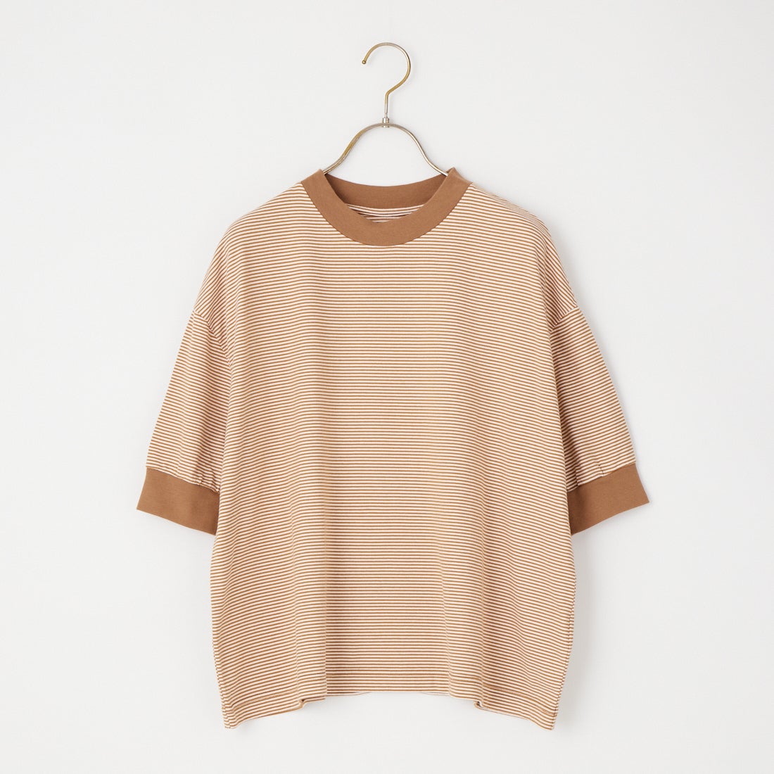 MEYAME [メヤメ] ボーダーハーフスリーブTシャツ [MEY-2438] BROWN