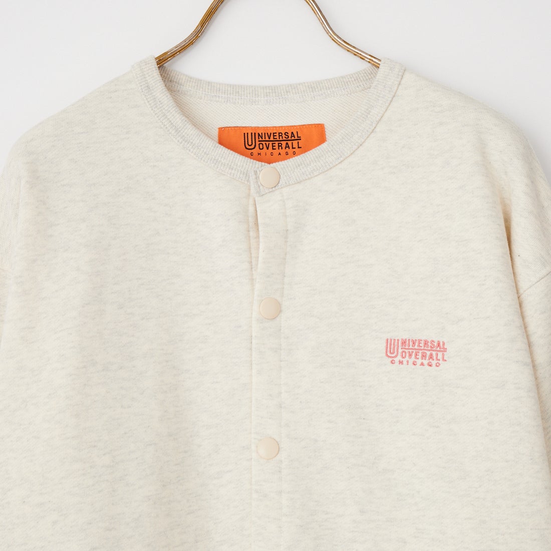 UNIVERSAL OVERALL [ユニバーサルオーバーオール] 別注 ワンポイントロゴ刺繍 スウェットカーディガン [U2632270IN-JF] OATMEAL
