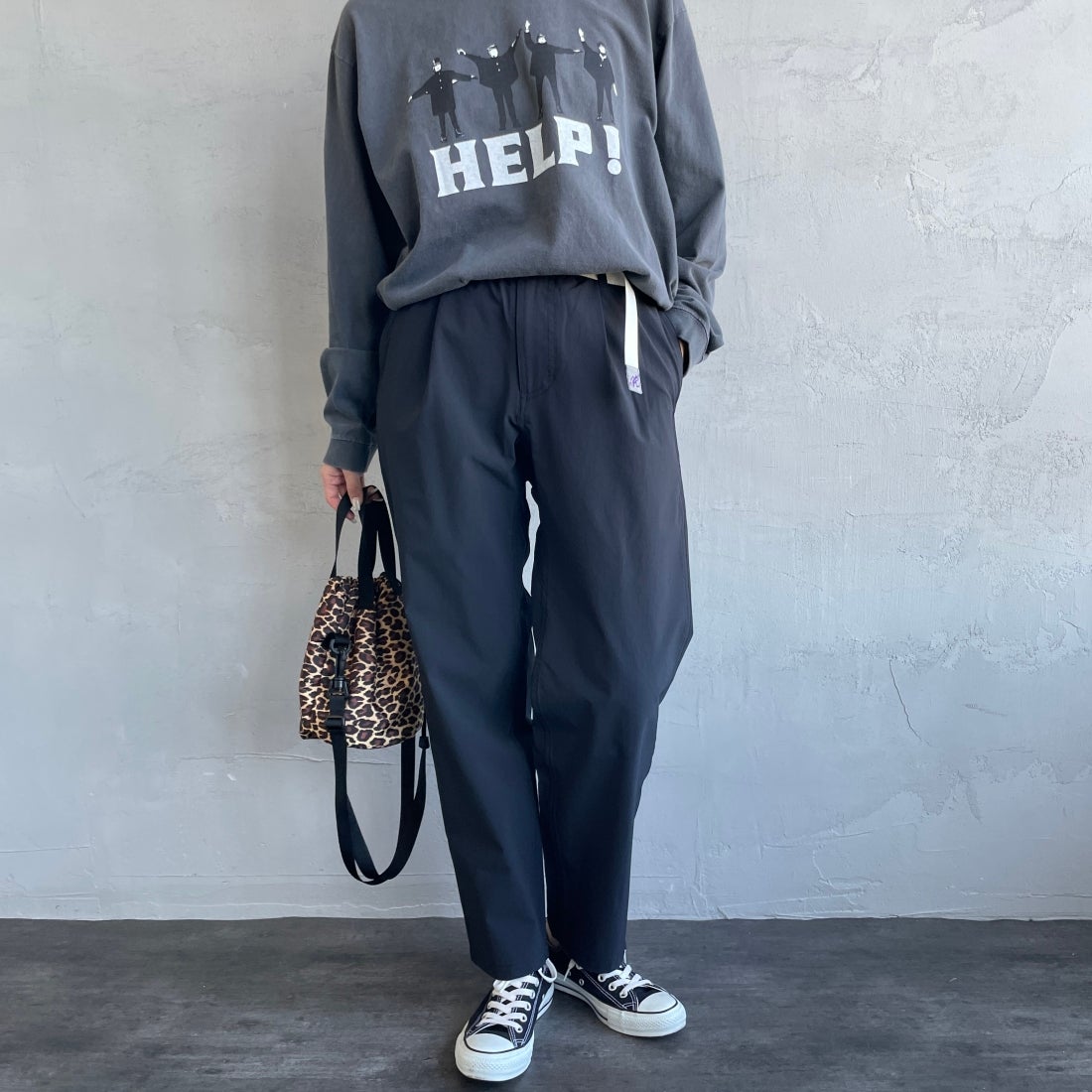 GRAMiCCi [グラミチ] 別注 4WAYストレッチ ナイロンエブリディパンツ [4WAY-EVERYDAY-JF] BLACK &&モデル身長：163cm 着用サイズ：S&&