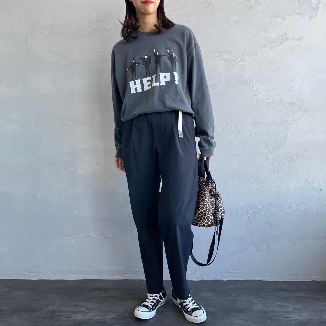 GRAMiCCi [グラミチ] 別注 4WAYストレッチ ナイロンエブリディパンツ [4WAY-EVERYDAY-JF] BLACK &&モデル身長：163cm 着用サイズ：S&&