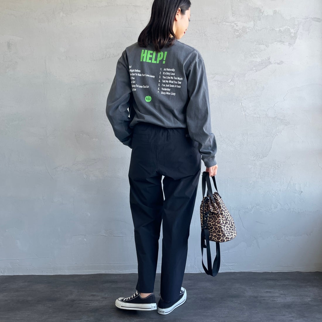 GRAMiCCi [グラミチ] 別注 4WAYストレッチ ナイロンエブリディパンツ [4WAY-EVERYDAY-JF] BLACK &&モデル身長：163cm 着用サイズ：S&&