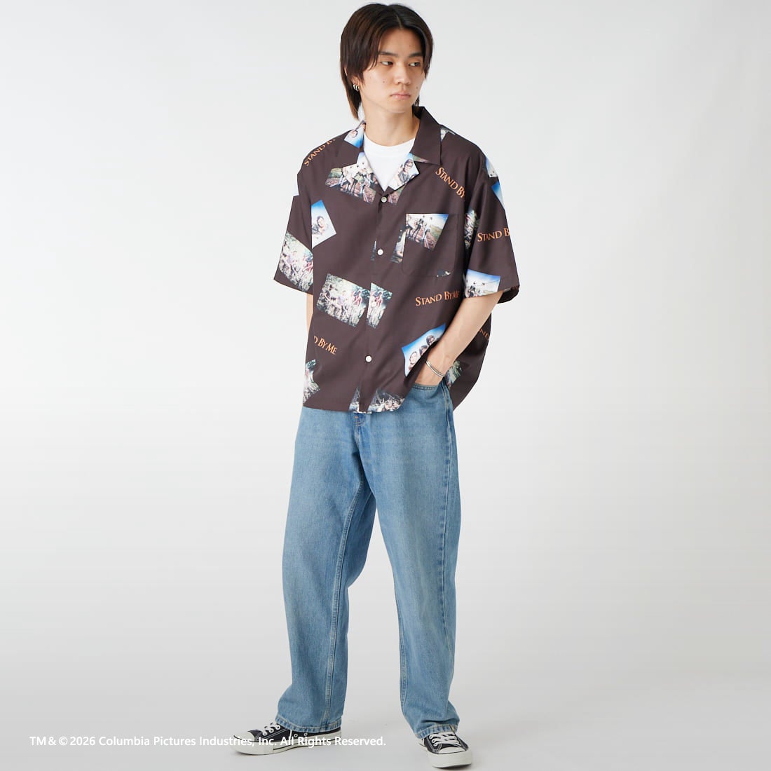 Jeans Factory Clothes [ジーンズファクトリークローズ] STAND BY ME / 40TH ANNIVERSARYハワイアンシャツ [JFC-262-038] DK.BROWN &&モデル身長：177cm 着用サイズ：L&&