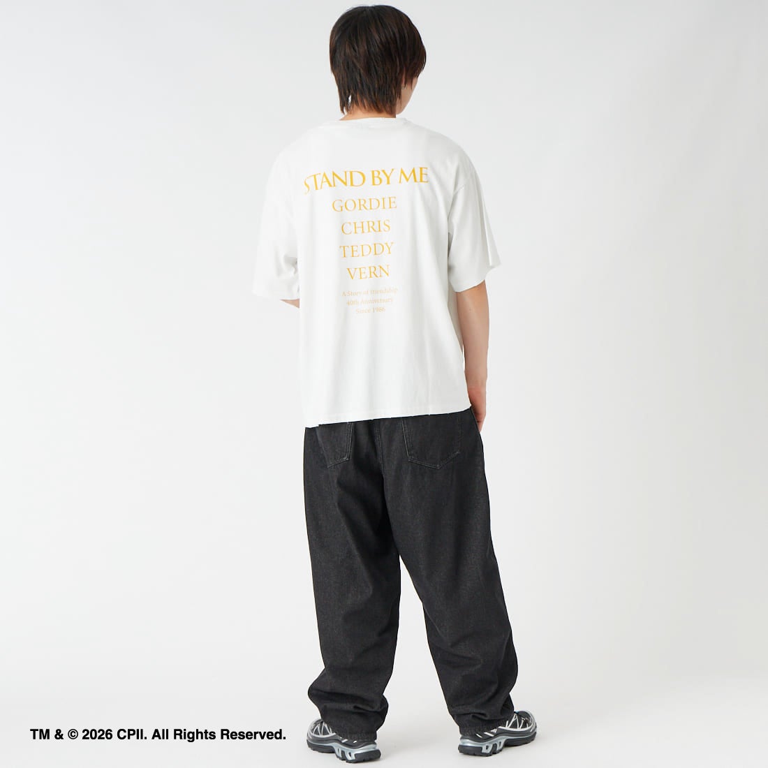 Jeans Factory Clothes [ジーンズファクトリークローズ] STAND BY ME / 40TH ANNIVERSARY Tシャツ [JFC-262-036] WHITE &&モデル身長：177cm 着用サイズ：L&&