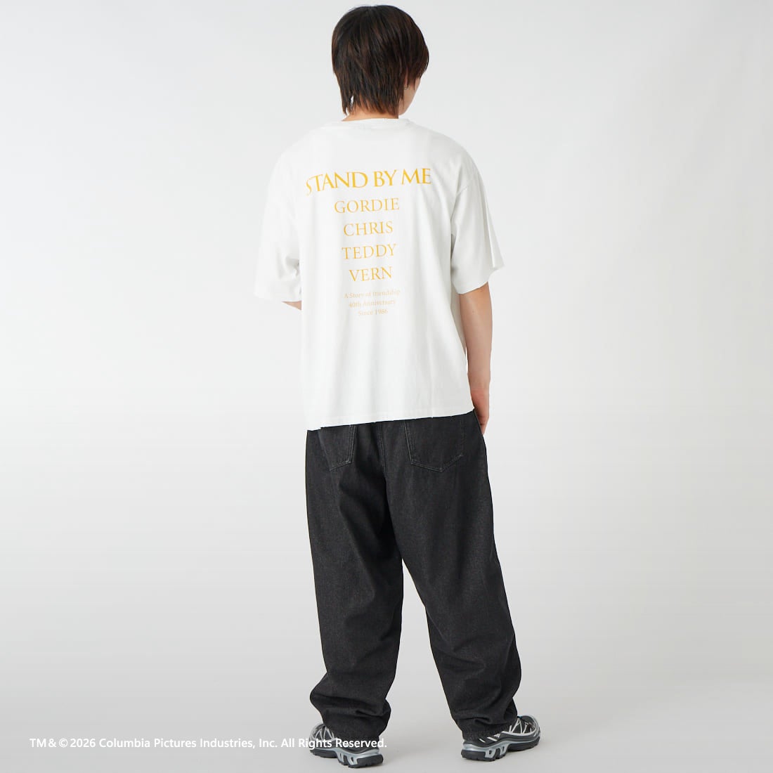 Jeans Factory Clothes [ジーンズファクトリークローズ] STAND BY ME / 40TH ANNIVERSARY Tシャツ [JFC-262-036] WHITE &&モデル身長：177cm 着用サイズ：L&&