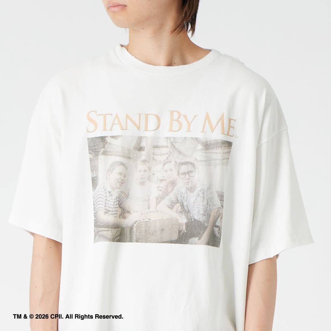 Jeans Factory Clothes [ジーンズファクトリークローズ] STAND BY ME / 40TH ANNIVERSARY Tシャツ [JFC-262-036] WHITE &&モデル身長：177cm 着用サイズ：L&&