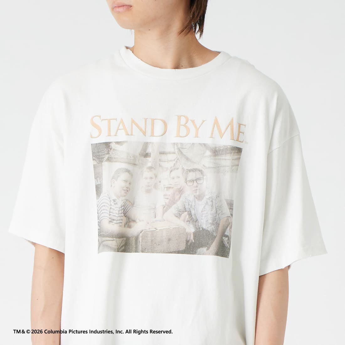 Jeans Factory Clothes [ジーンズファクトリークローズ] STAND BY ME / 40TH ANNIVERSARY Tシャツ [JFC-262-036] WHITE &&モデル身長：177cm 着用サイズ：L&&