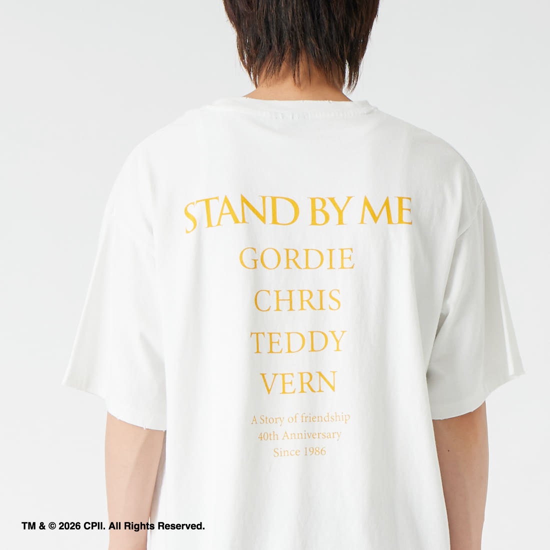 Jeans Factory Clothes [ジーンズファクトリークローズ] STAND BY ME / 40TH ANNIVERSARY Tシャツ [JFC-262-036] WHITE &&モデル身長：177cm 着用サイズ：L&&
