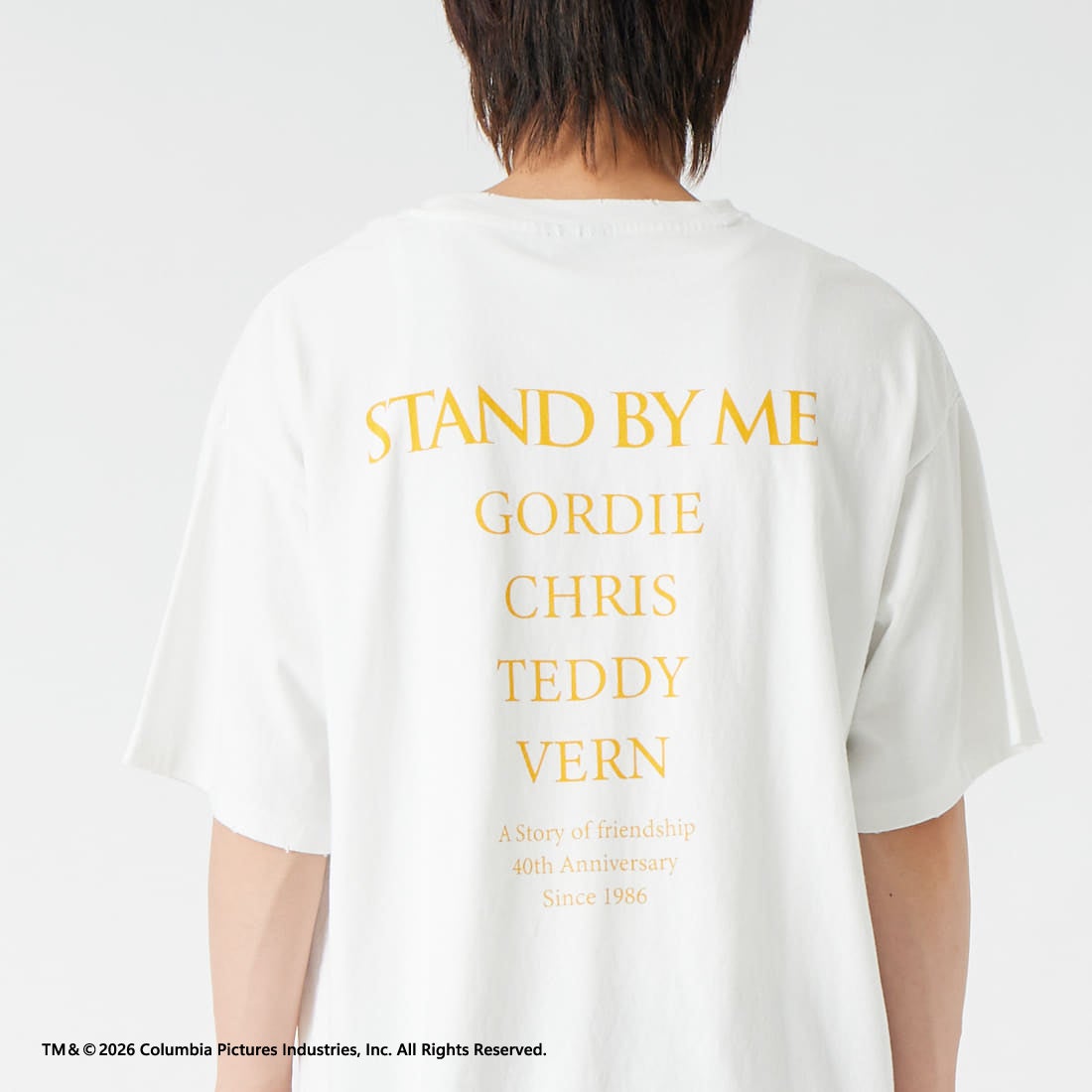 Jeans Factory Clothes [ジーンズファクトリークローズ] STAND BY ME / 40TH ANNIVERSARY Tシャツ [JFC-262-036] WHITE &&モデル身長：177cm 着用サイズ：L&&