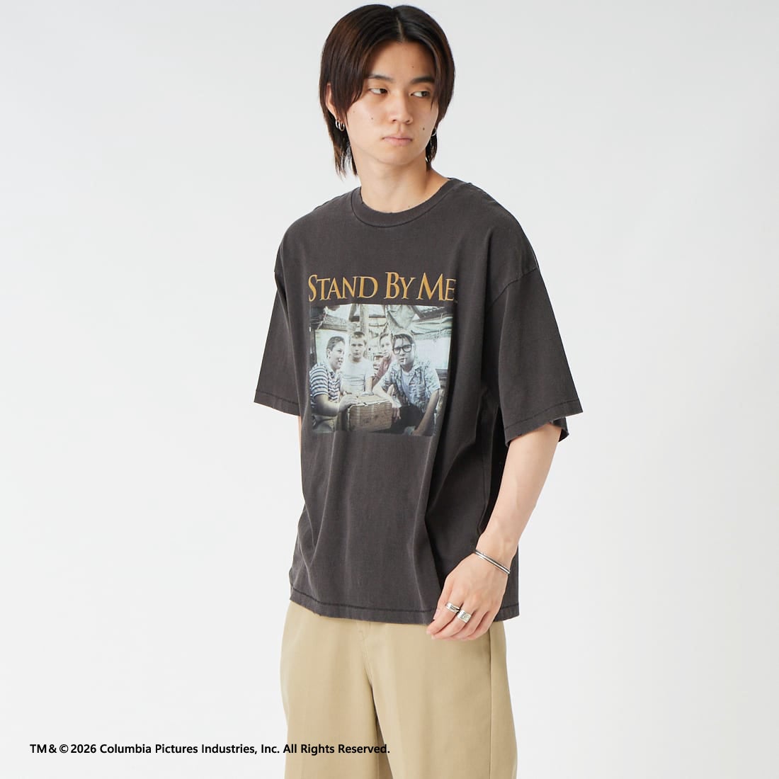 Jeans Factory Clothes [ジーンズファクトリークローズ] STAND BY ME / 40TH ANNIVERSARY Tシャツ [JFC-262-036] BLACK &&モデル身長：177cm 着用サイズ：L&&