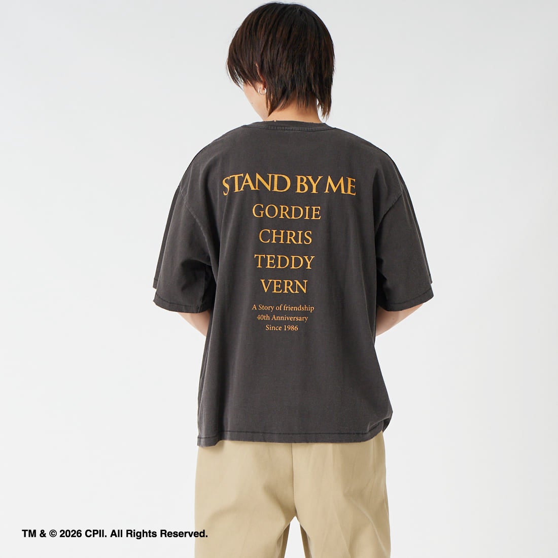 Jeans Factory Clothes [ジーンズファクトリークローズ] STAND BY ME / 40TH ANNIVERSARY Tシャツ [JFC-262-036] BLACK &&モデル身長：177cm 着用サイズ：L&&