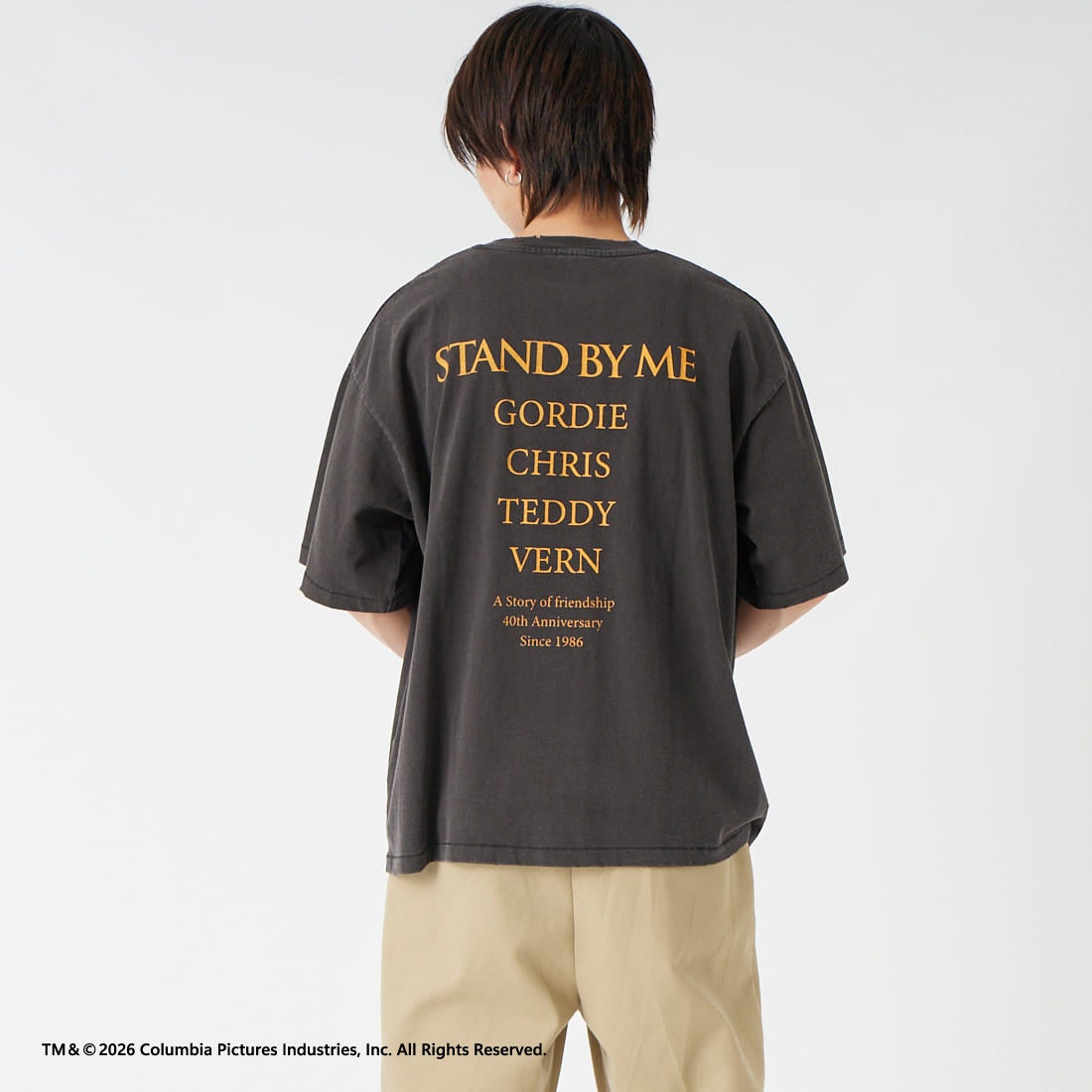 Jeans Factory Clothes [ジーンズファクトリークローズ] STAND BY ME / 40TH ANNIVERSARY Tシャツ [JFC-262-036] BLACK &&モデル身長：177cm 着用サイズ：L&&